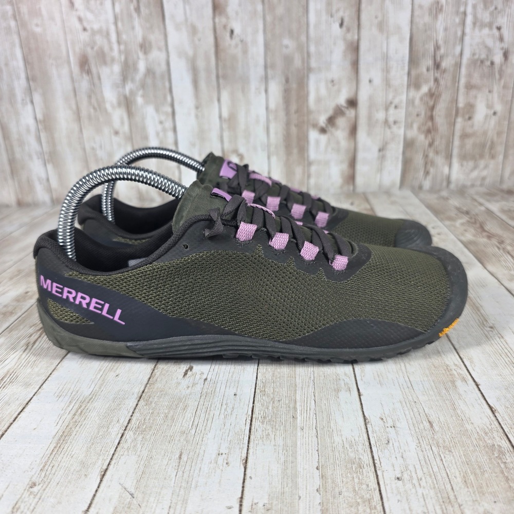 Merrell Olive Green Athletic Shoes with Pink Accents